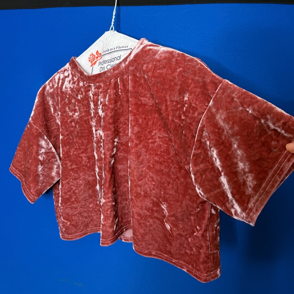 Pins & Needles Women's Velvet Top in Salmon Red